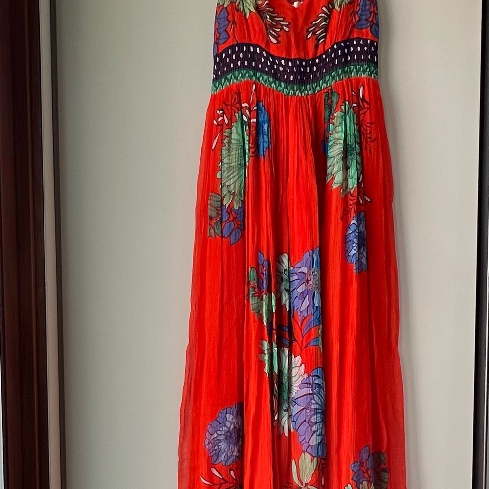 Vibrant Floral Strapless Maxi Dress